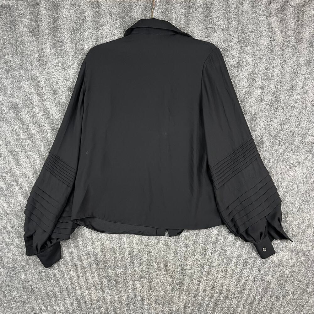 Louis Vuitton Uniform Blouse Womens Size 38 Black Button Up Pleated Sleeve - Picture 7 of 8